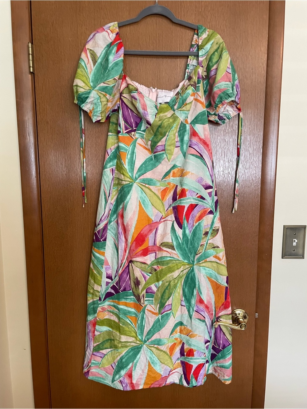 Adorable Charles Henry Tropical Midi Dress - Green, Pink, Orange, Purple